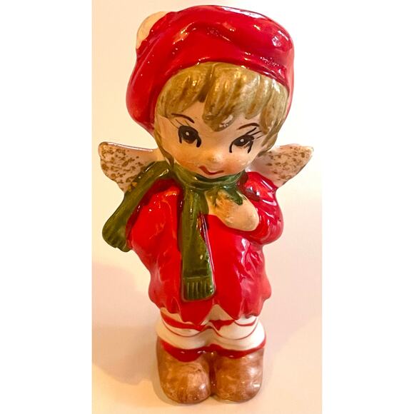 VTG Lefton Sweet Lil Angels Figurines with Berets Christmas Set of 2 - Picture 9 of 10